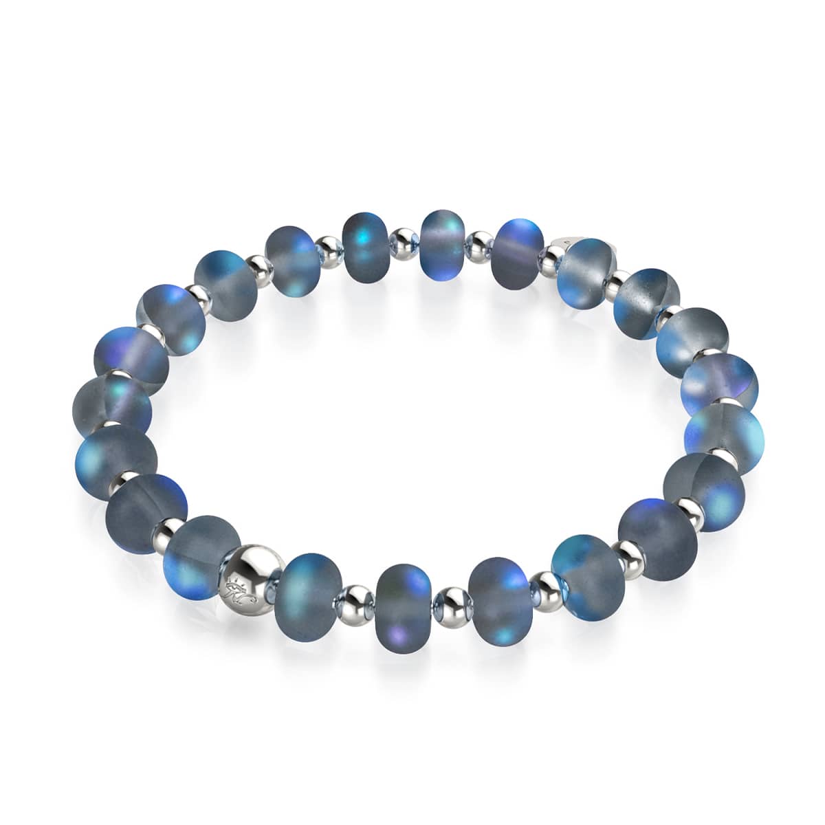 Bracelet Macaron en Verre Sirène Gris | Argent